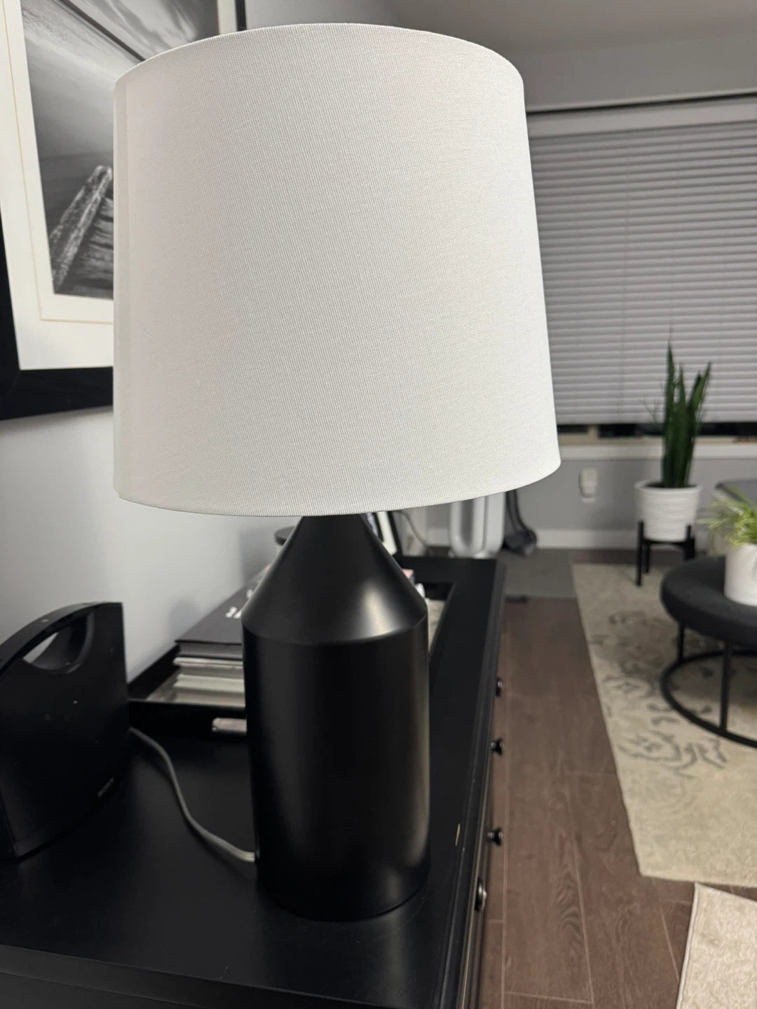 Black Table Lamp with White Shade
