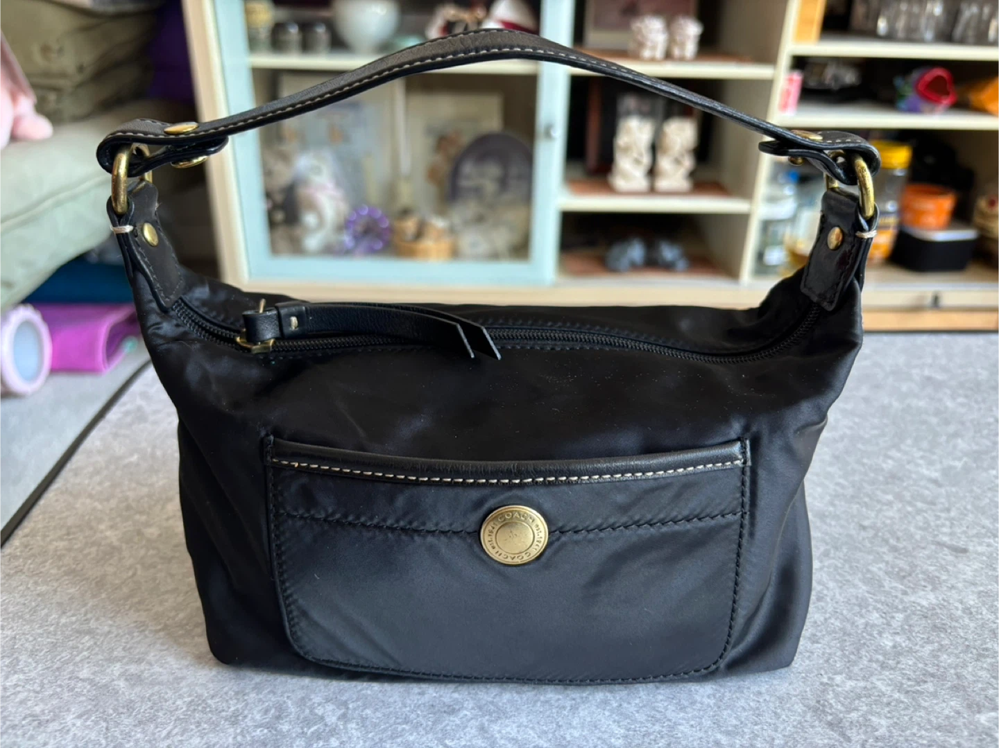 COACH Black Nylon small Bag with Leather Straps