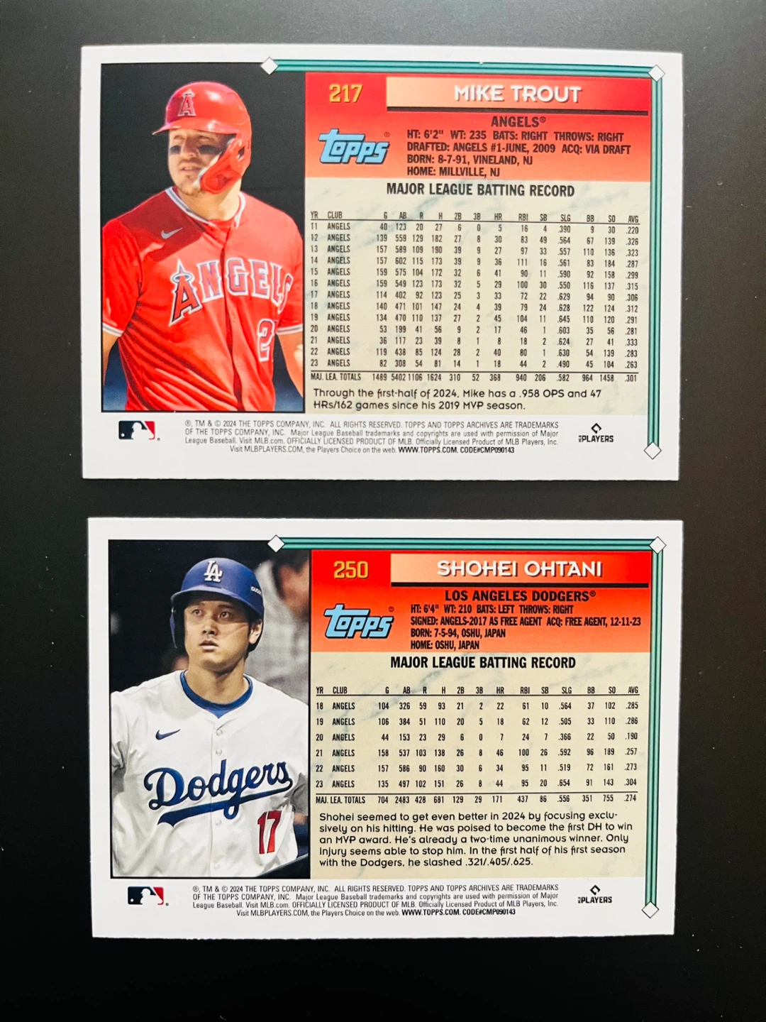 Topps Baseball Cards - Mike Trout & Shohei Ohtani - photo 2