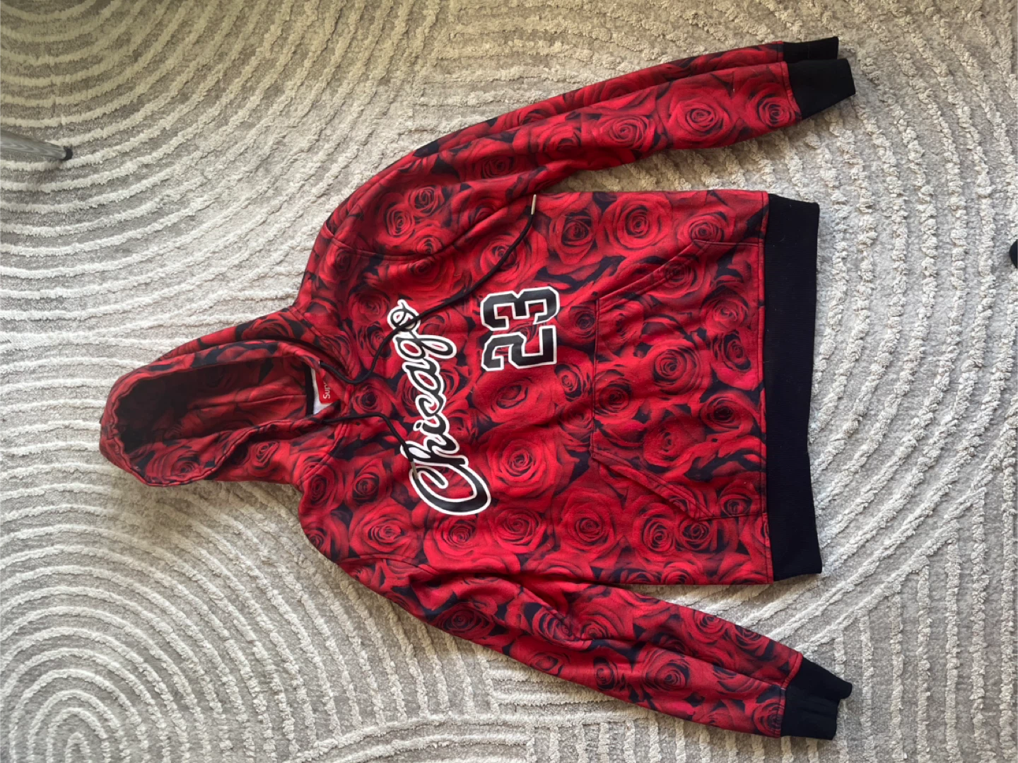 Supreme Jordan Chicago 23 Rose Print Hoodie