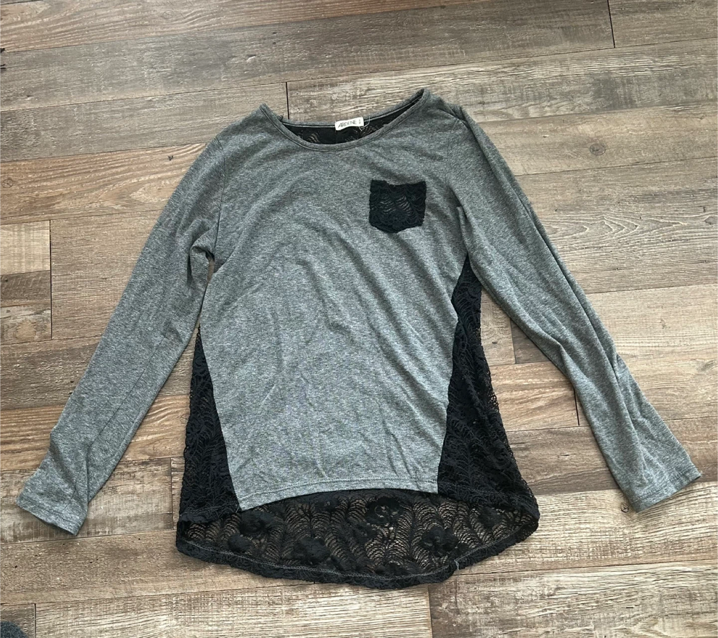 Ardene Women's Grey Long Sleeve Lace Top