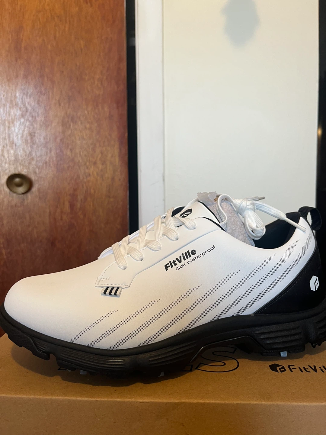 FitVille Golf Waterproof Shoes - White/Black - Size 10.5 - photo 5