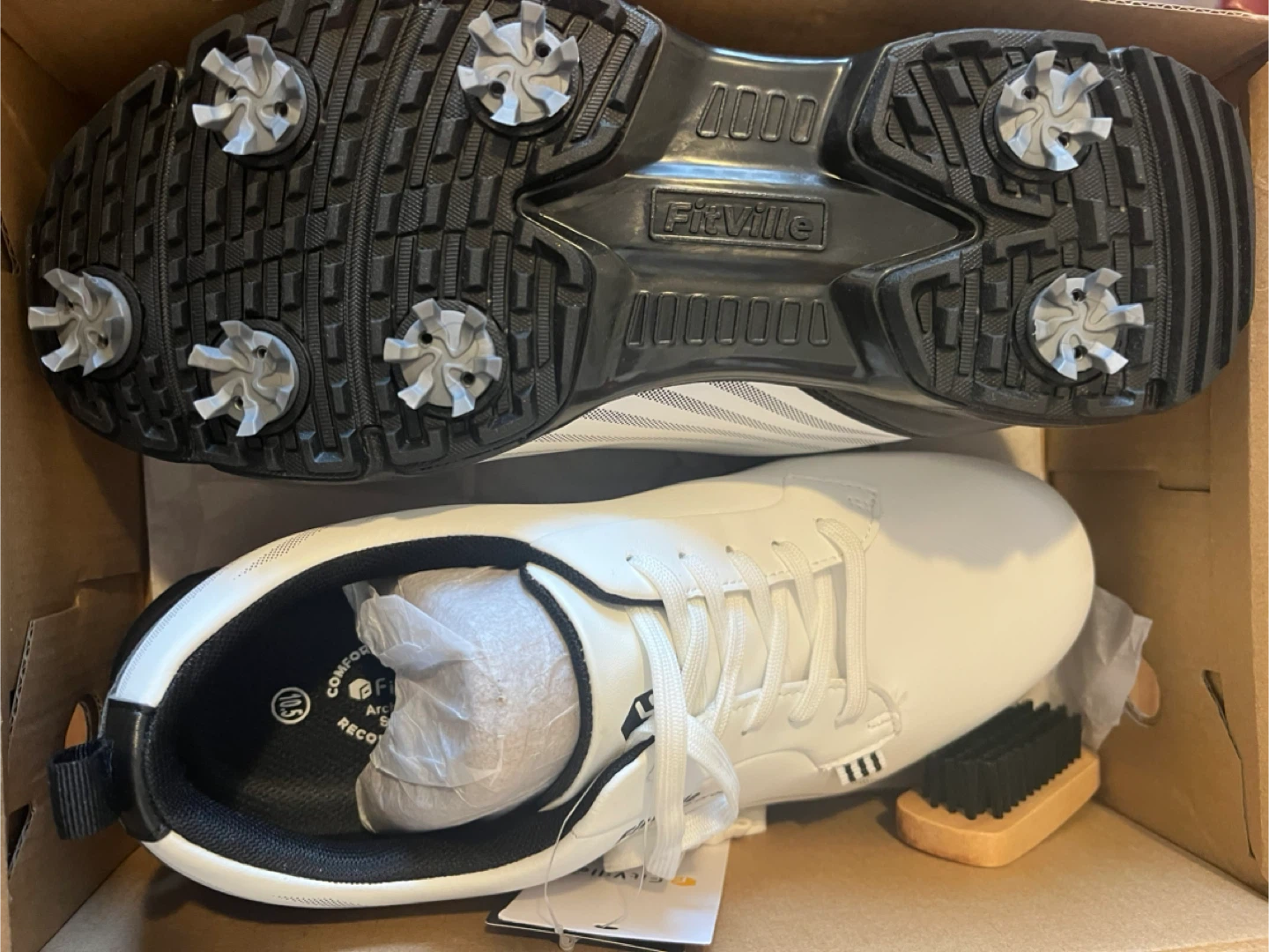 FitVille Golf Waterproof Shoes - White/Black - Size 10.5 - photo 3