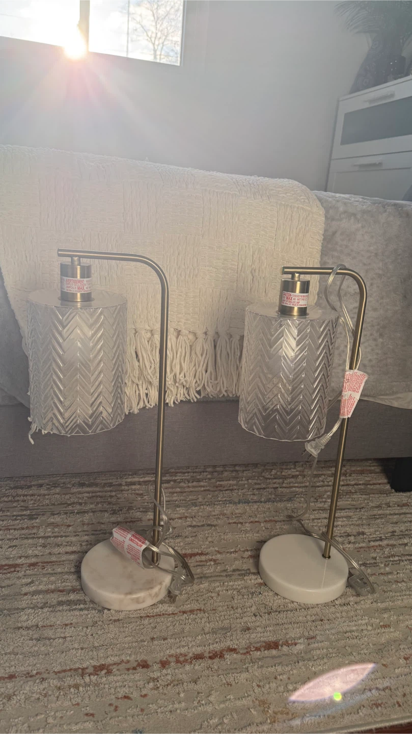 Set of 2 Modern Table Lamps with Glass Shades