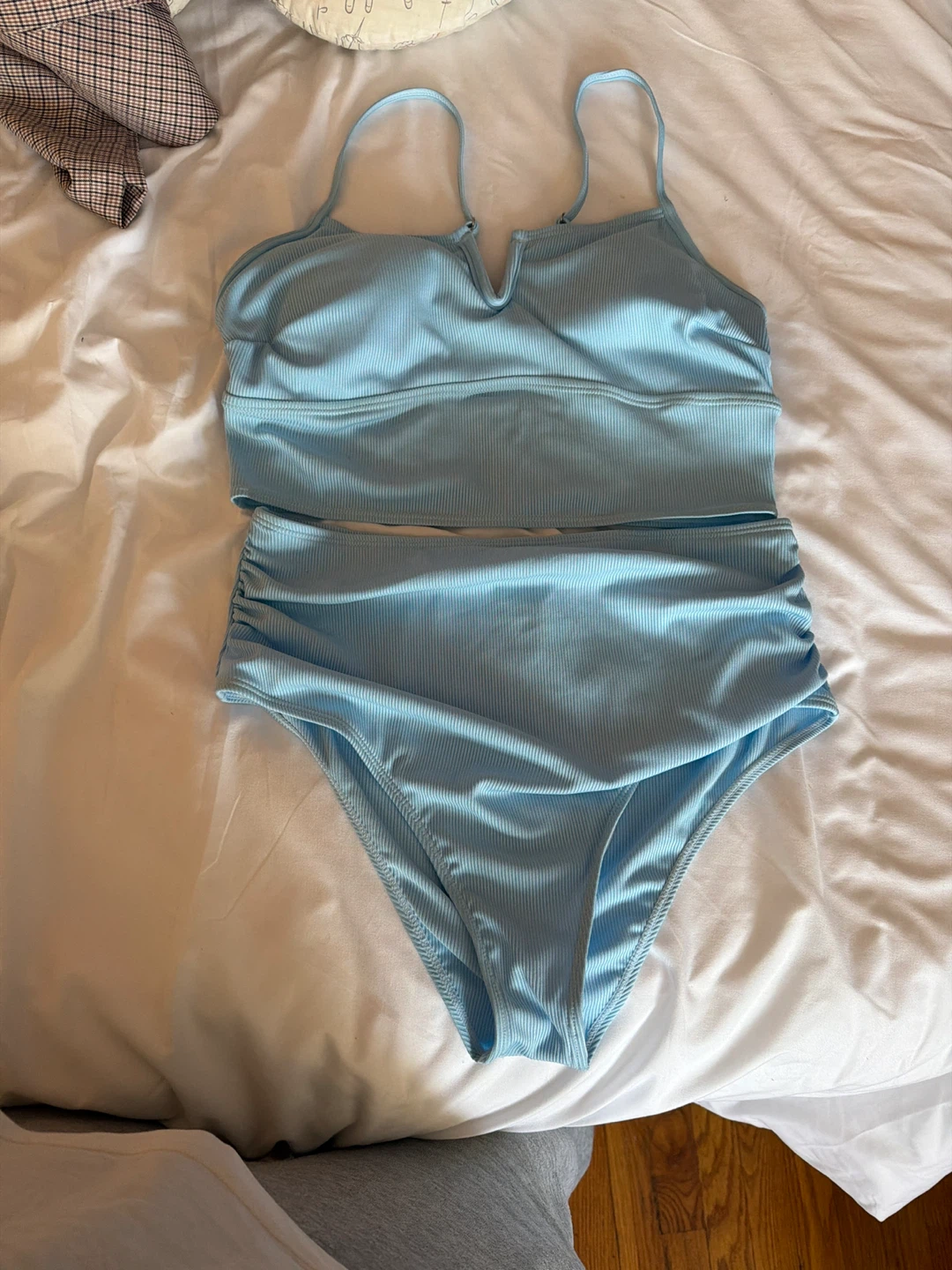 Light Blue Ribbed Bikini Set