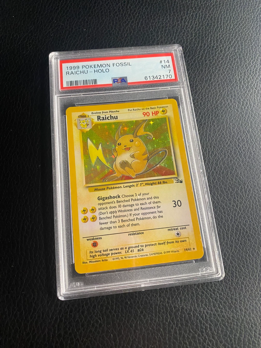 Pokemon Fossil Raichu Holo PSA 7