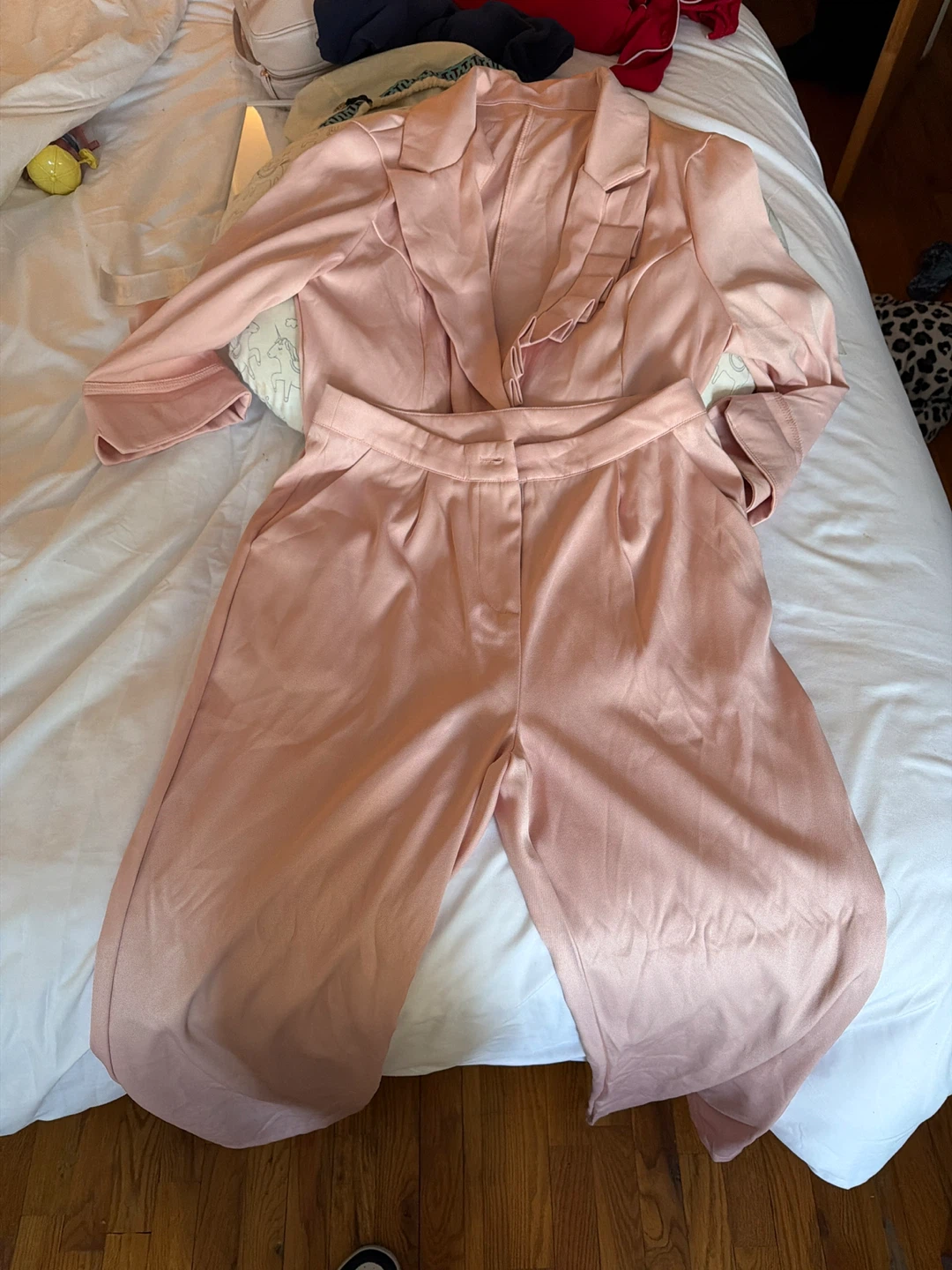 Pink Blazer and Wide Leg Pants Set