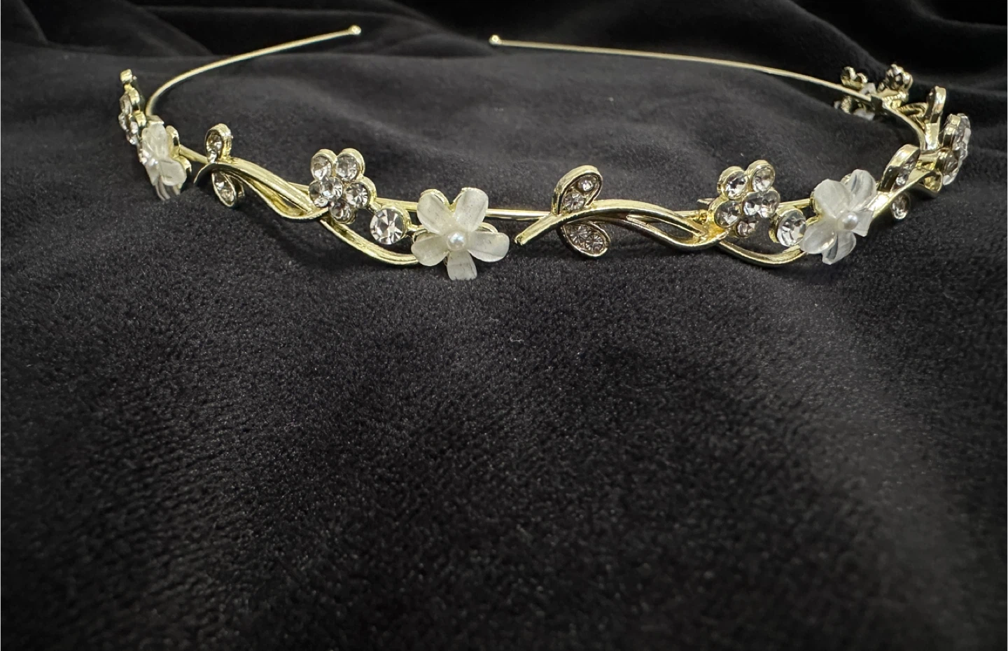 Gold Flower & Rhinestone Tiara Headband - photo 2