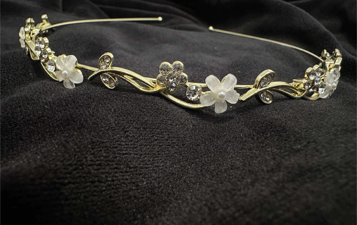 Gold Flower & Rhinestone Tiara Headband - photo 5