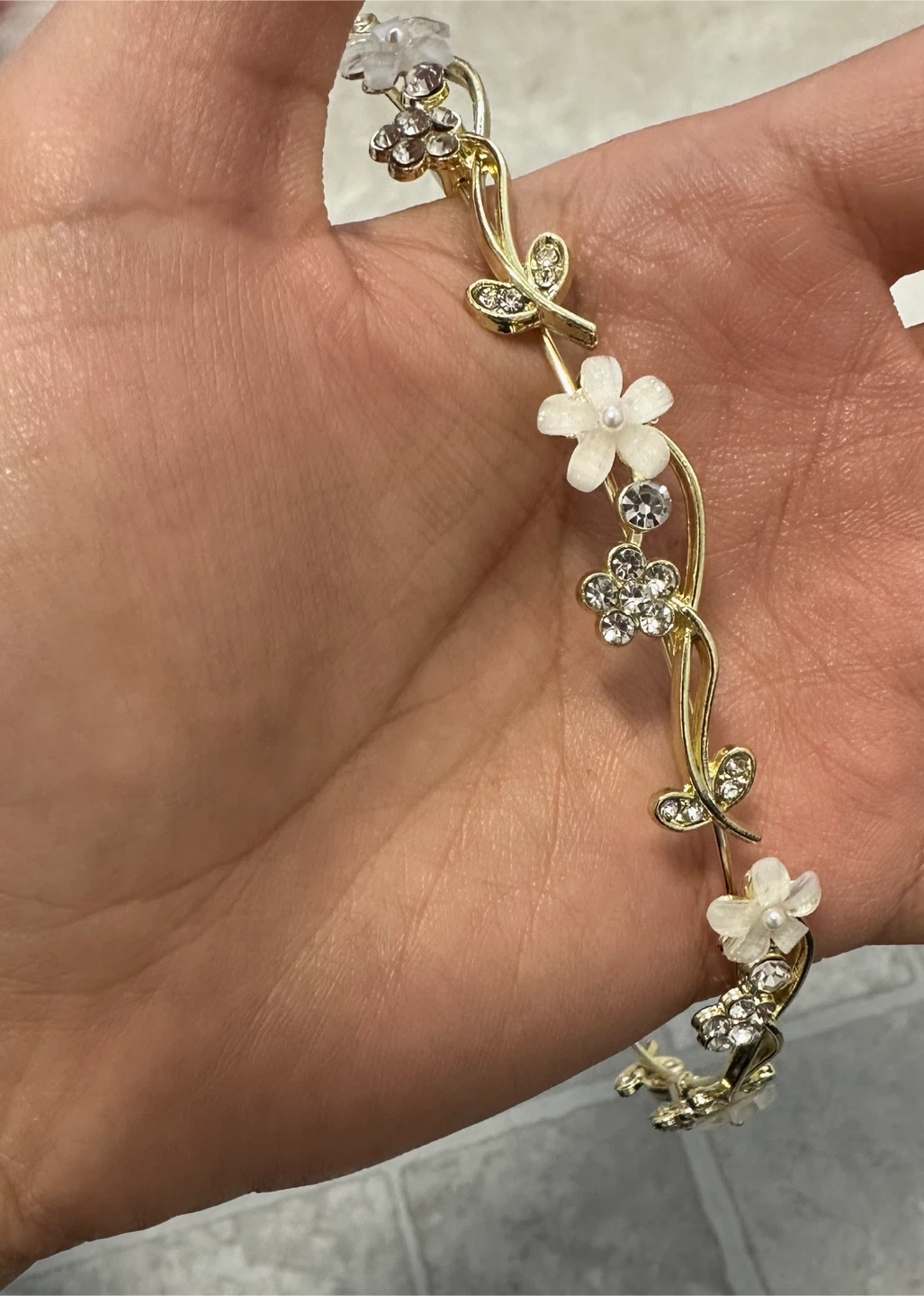 Gold Flower & Rhinestone Tiara Headband - photo 3