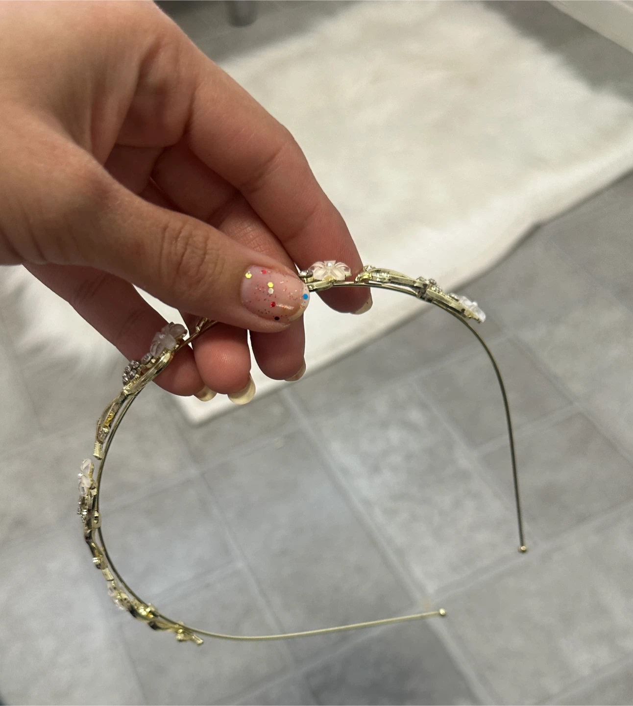 Gold Flower & Rhinestone Tiara Headband - photo 4