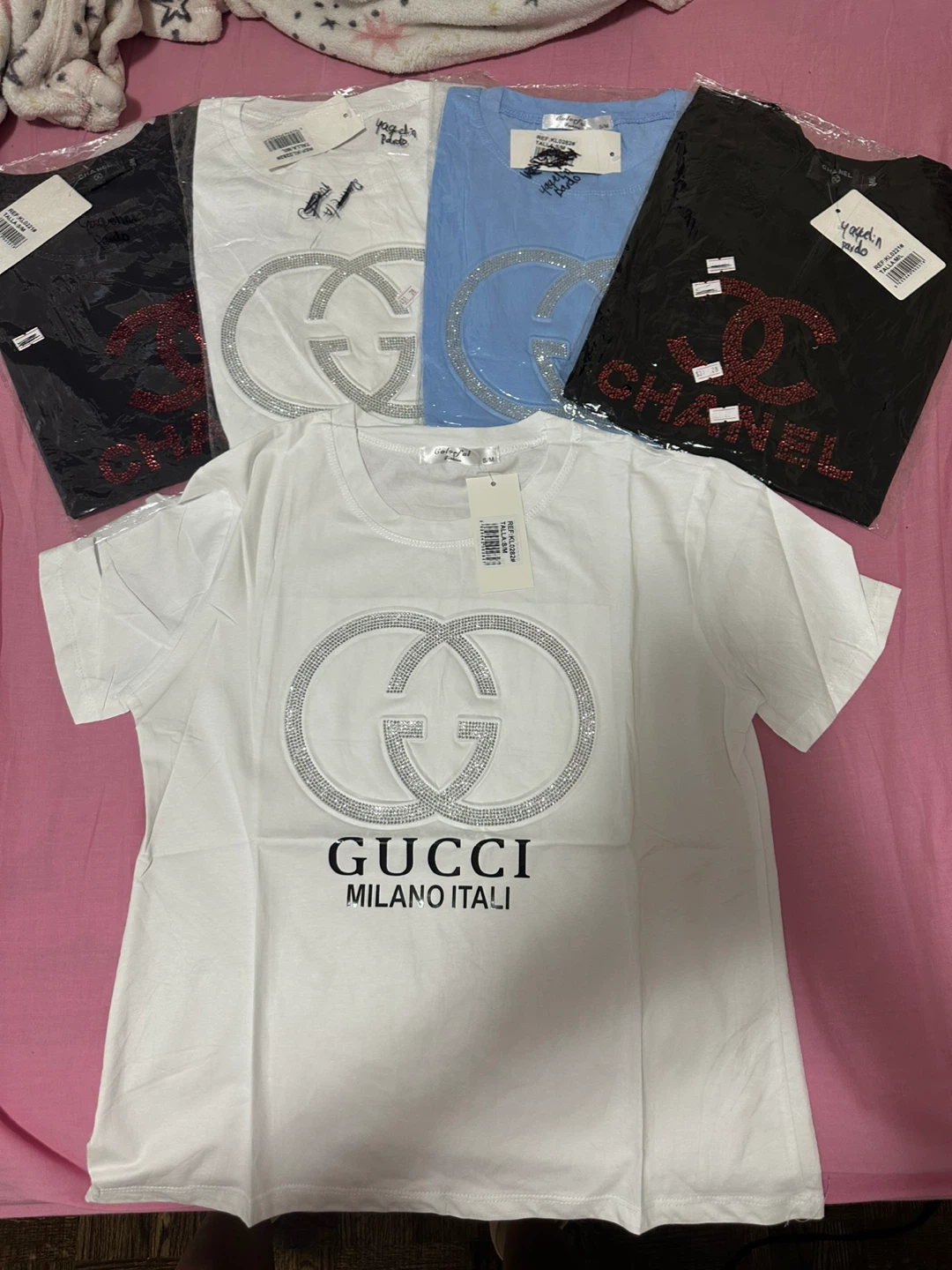 GUCCI Milano Italy Rhinestone and Channel T-Shirt