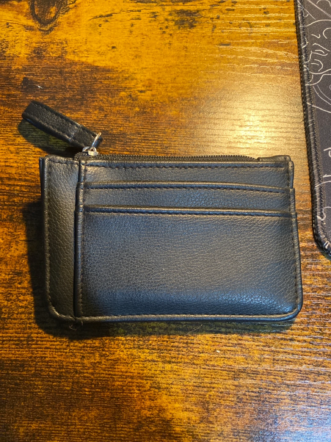 Black Faux Leather Wallet with coin pocket