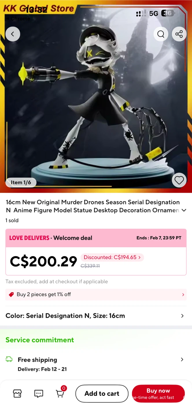 Murder Drones Serial Designation N Anime Figure Model 16cm - photo 2