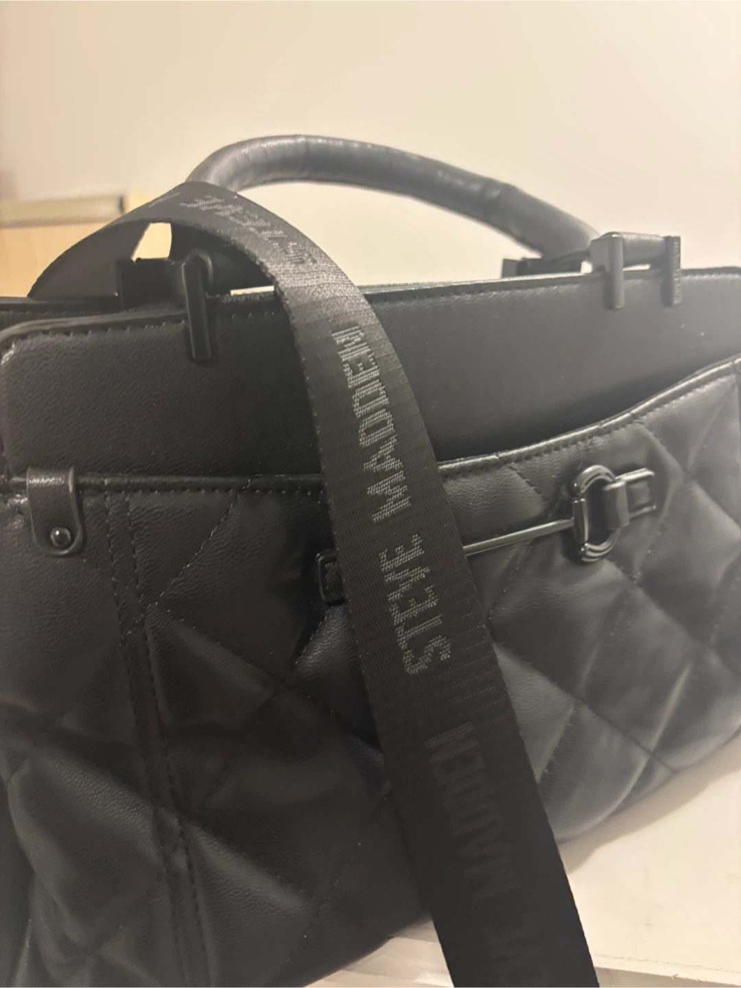 Steve Madden Black Quilted Satchel Bag