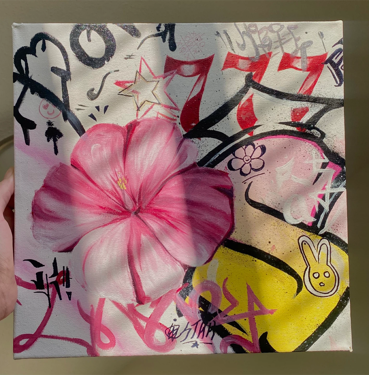 Pink graffiti painting- print