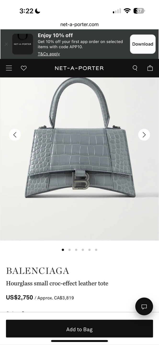 Balenciaga Hourglass Small Croc-Effect Leather Tote