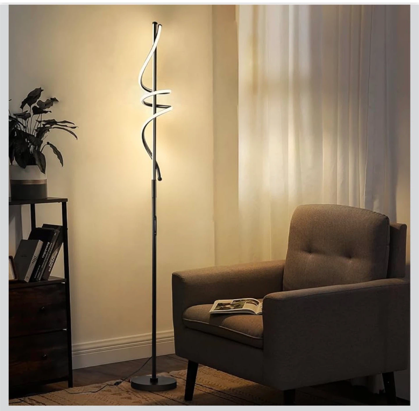 Modern LED Spiral Floor Lamp - Black