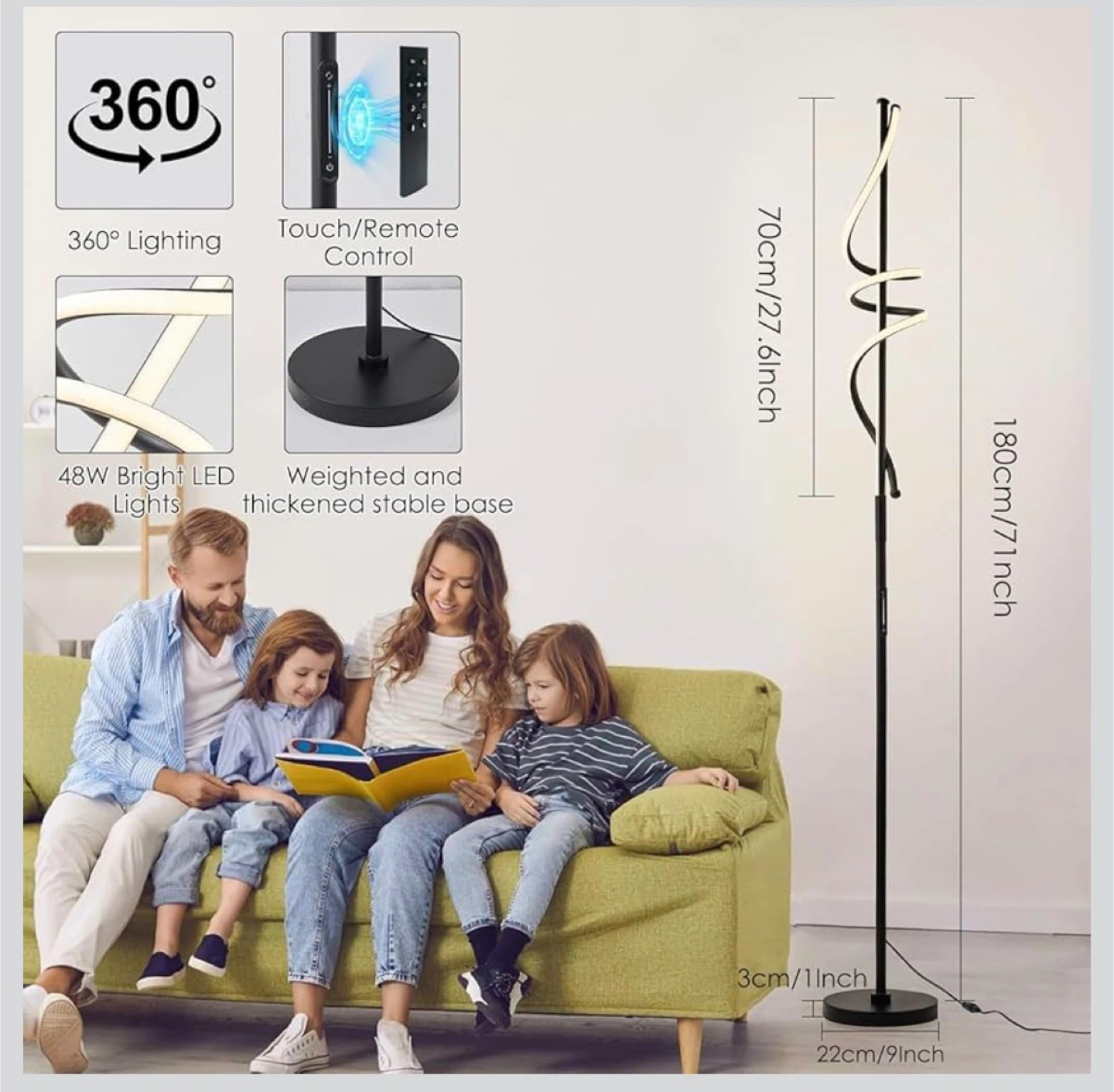 Modern LED Spiral Floor Lamp - Black - photo 5