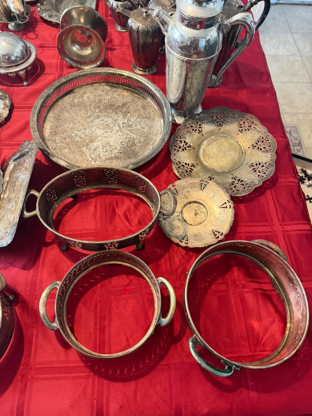 Assorted Silver Plated Serving Pieces and Trays - photo 5