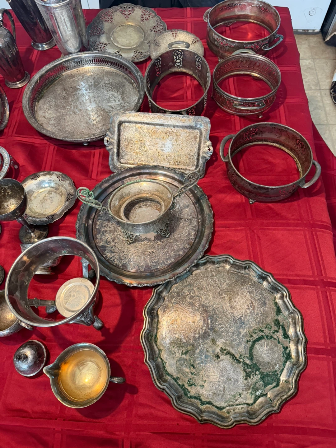 Assorted Silver Plated Serving Pieces and Trays - photo 3