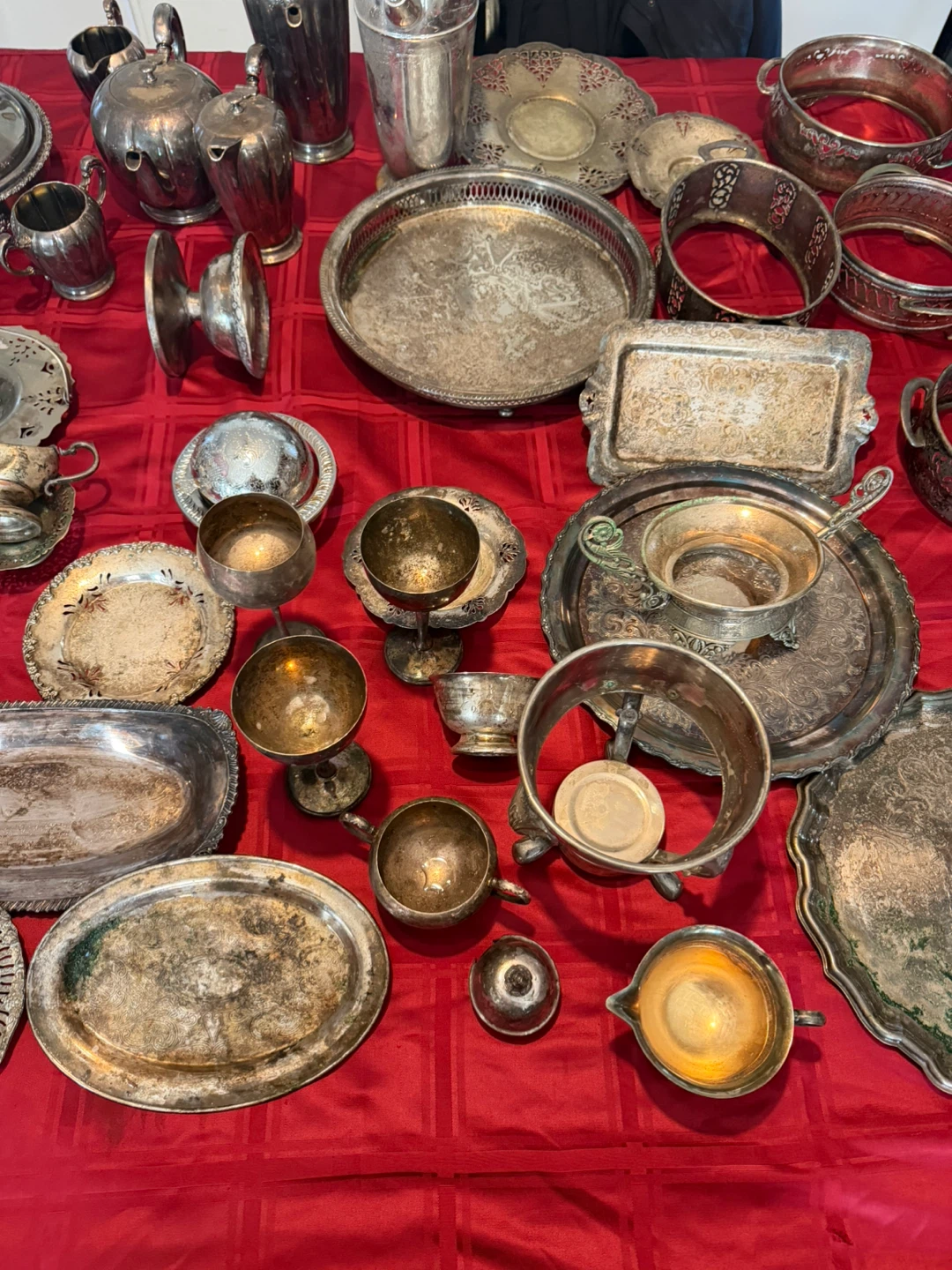 Assorted Silver Plated Serving Pieces and Trays - photo 2
