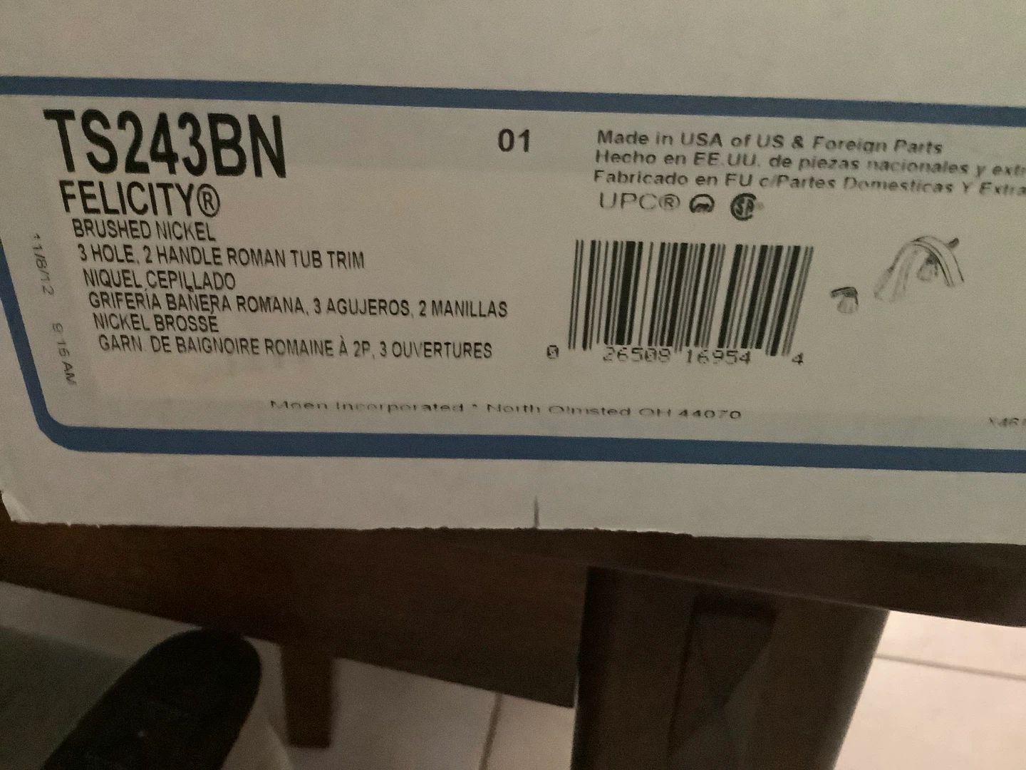 Moen Felicity TS243BN Brushed Nickel Tub Trim