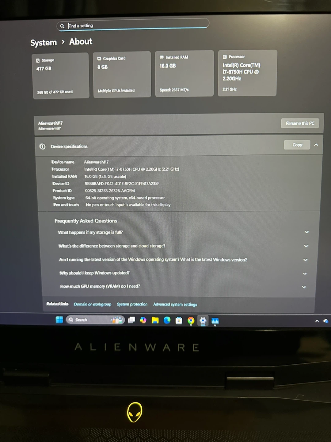 Alienware M17 Laptop with NVIDIA GeForce RTX 2070 - photo 3