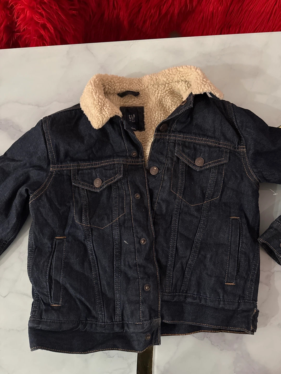 GAP Kids Sherpa Lined Denim Jacket - Size L