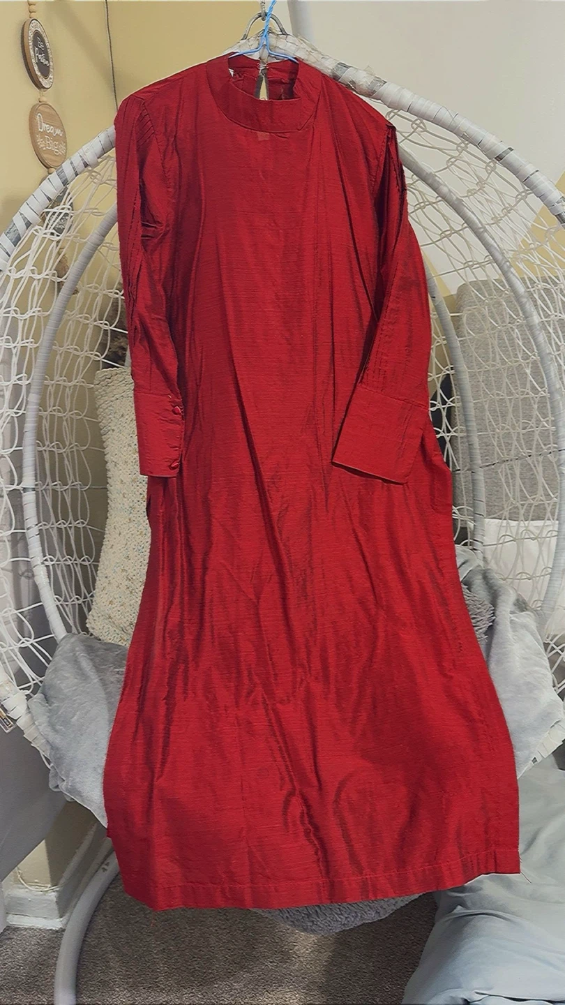Red Raw Silk  Coord Set