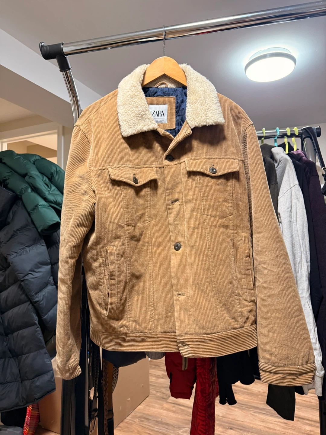 ZARA Corduroy Sherpa Lined Trucker Jacket
