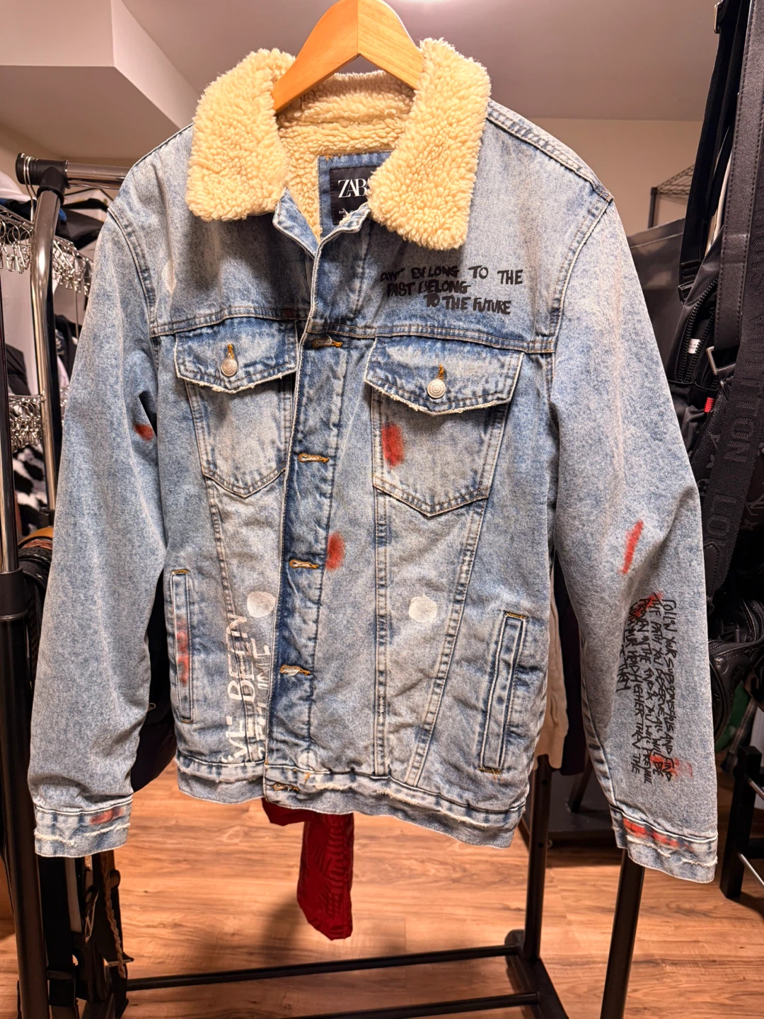 ZARA Denim Jacket with Sherpa Collar