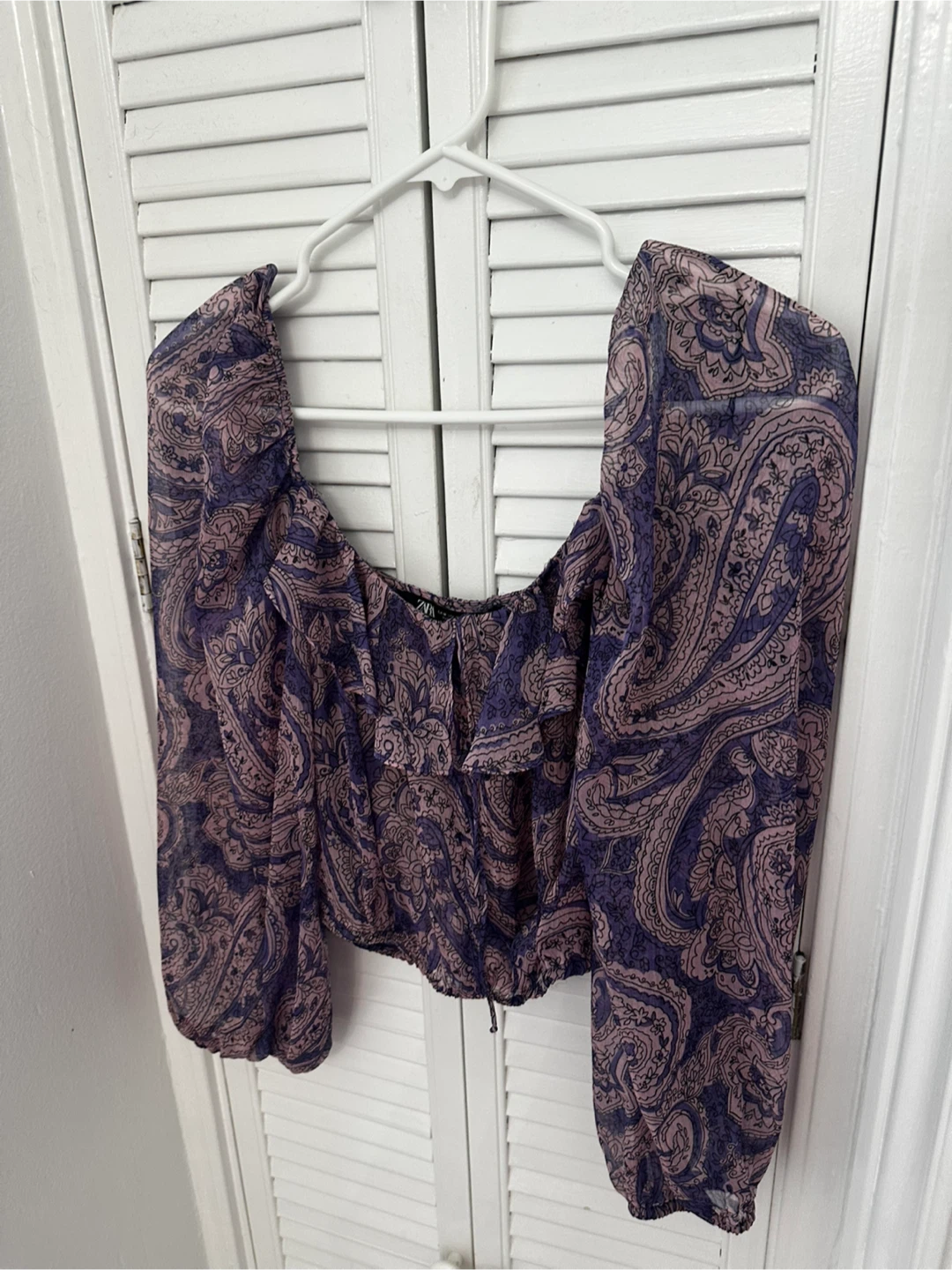 ZARA Paisley Print Off-the-Shoulder Blouse - Size M - photo 2