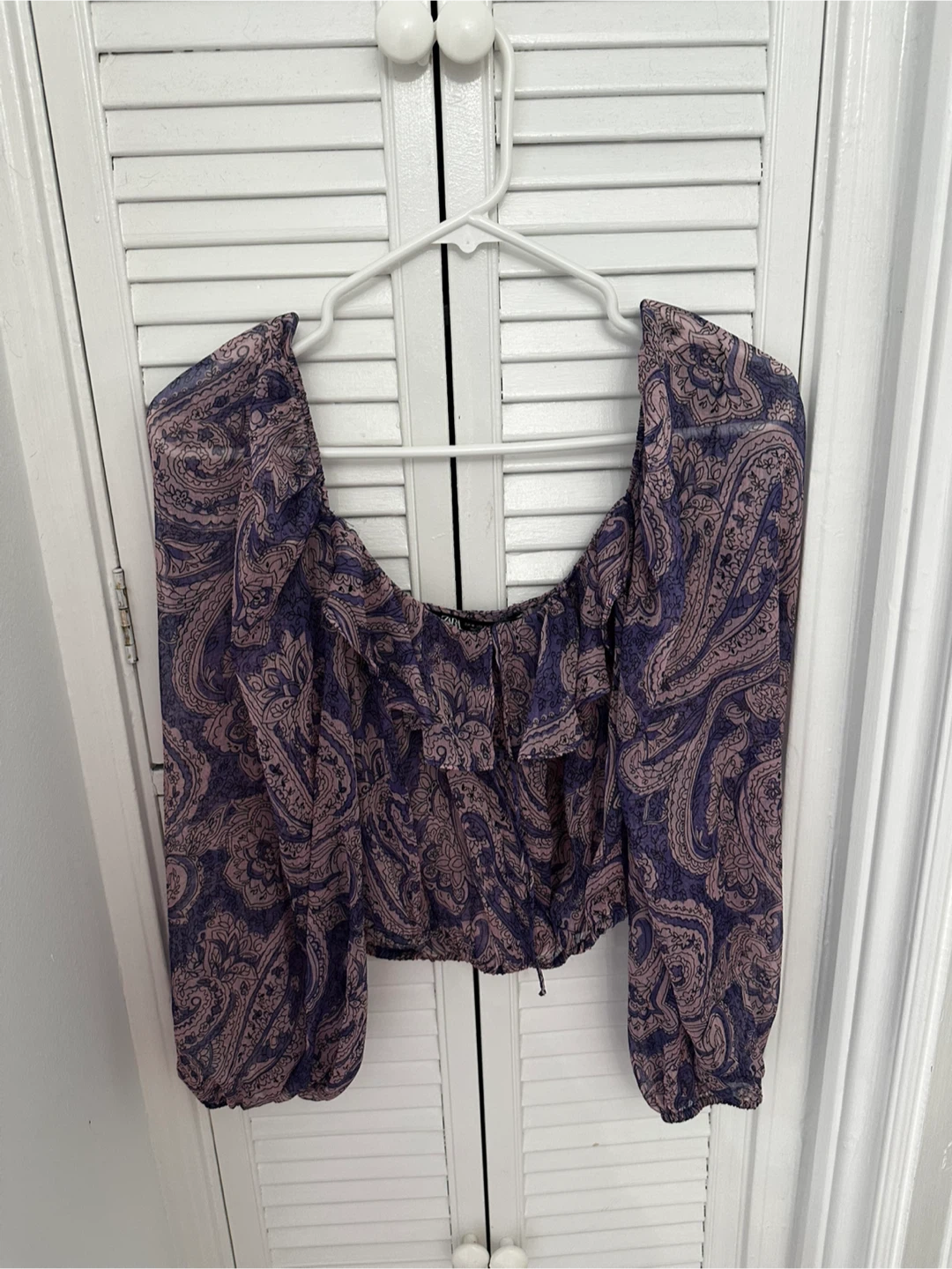 ZARA Paisley Print Off-the-Shoulder Blouse - Size M