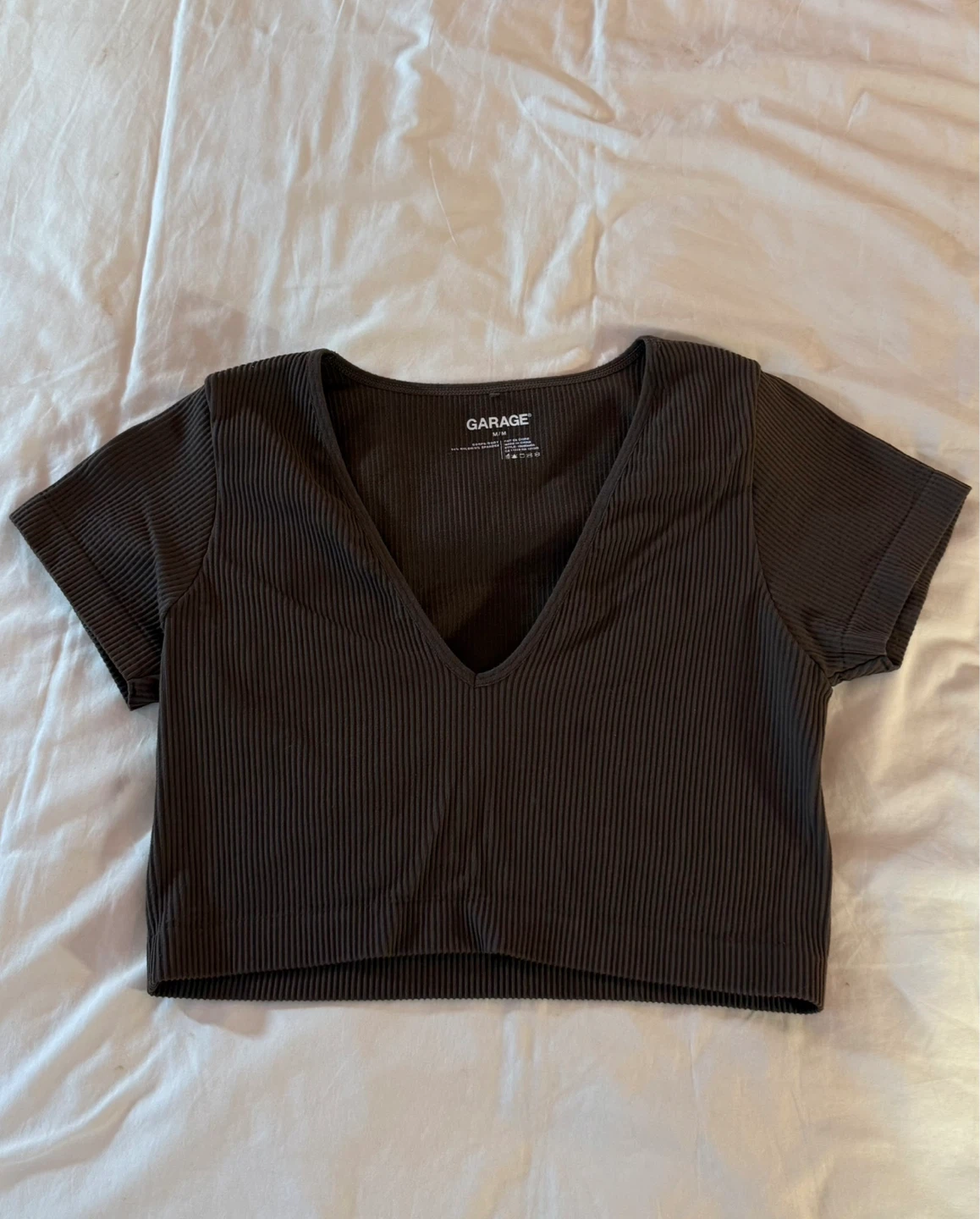 Garage Brown V-Neck Crop Top