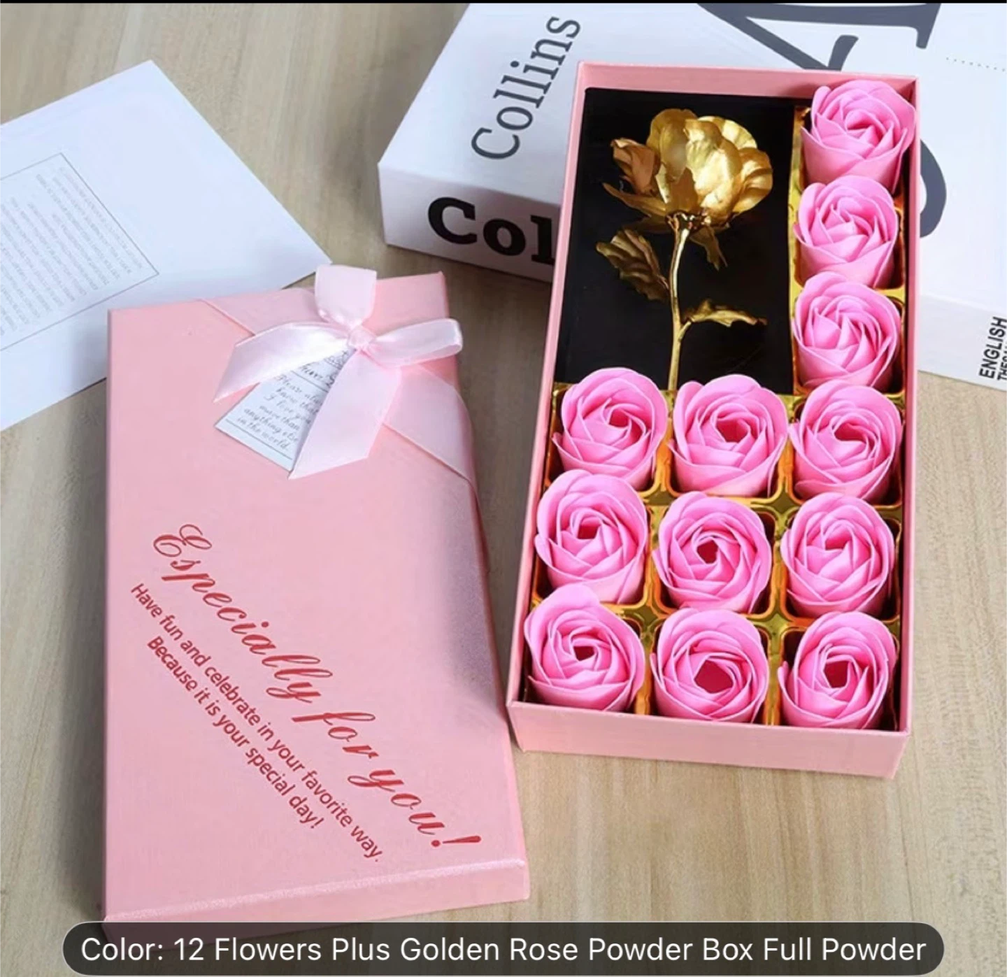 12 Soap Roses with Gold Rose Gift Box - photo 2