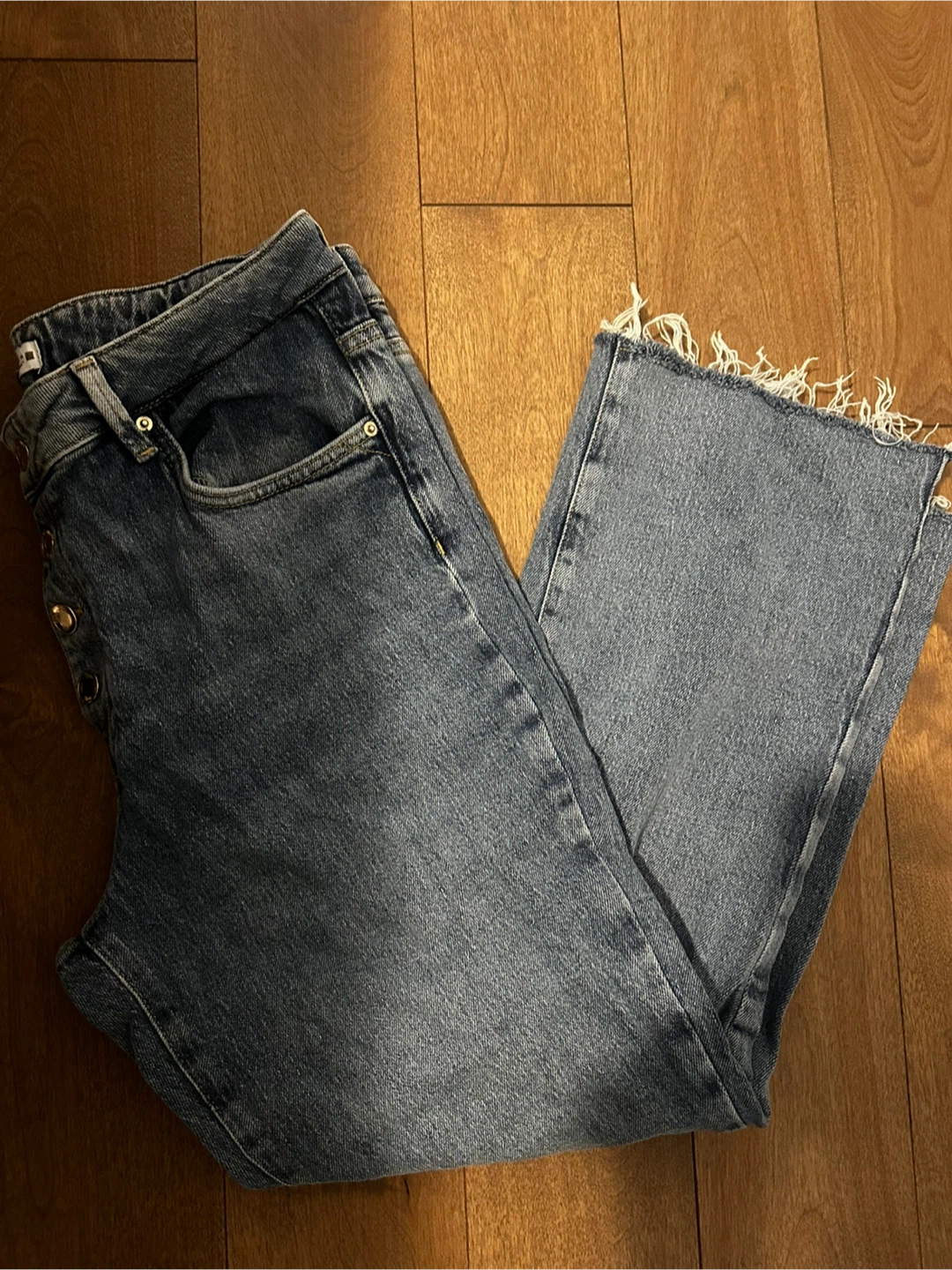 ZARA Women's Button-Fly Flare Jeans - Blue Denim - photo 2