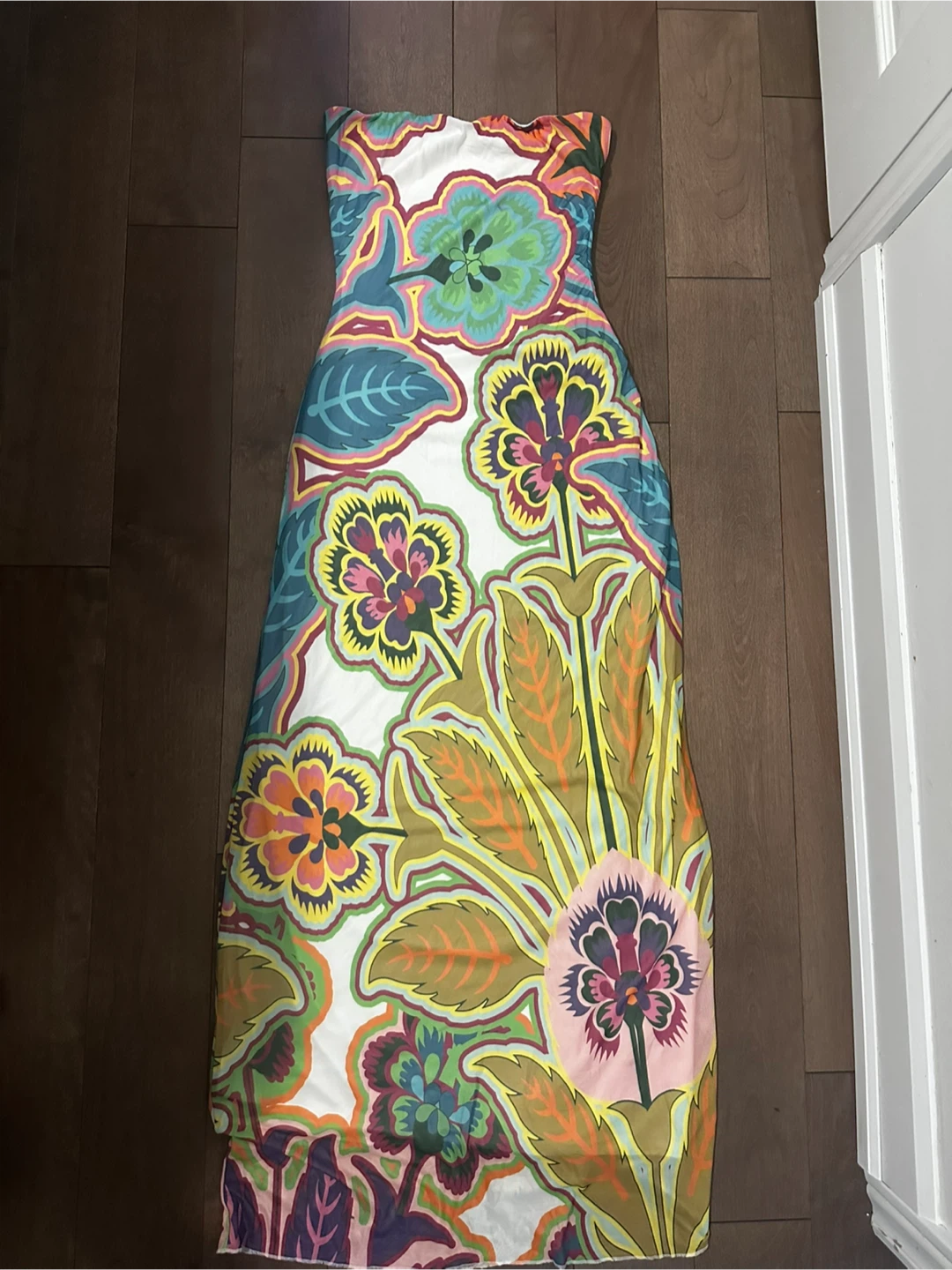 Fashion Nova Strapless Maxi Dress - Vibrant Floral Print