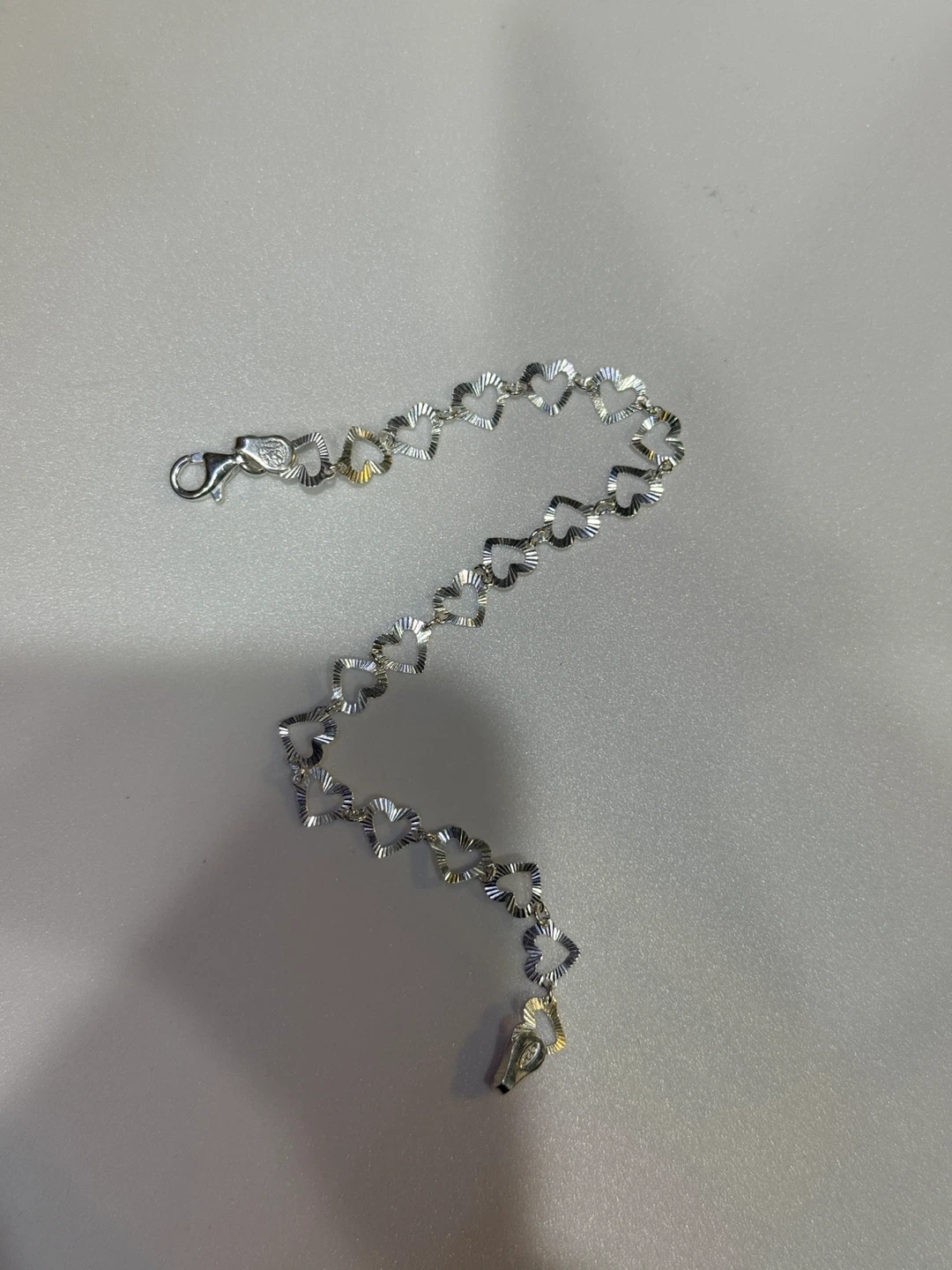 Silver Tone Heart Chain Bracelet