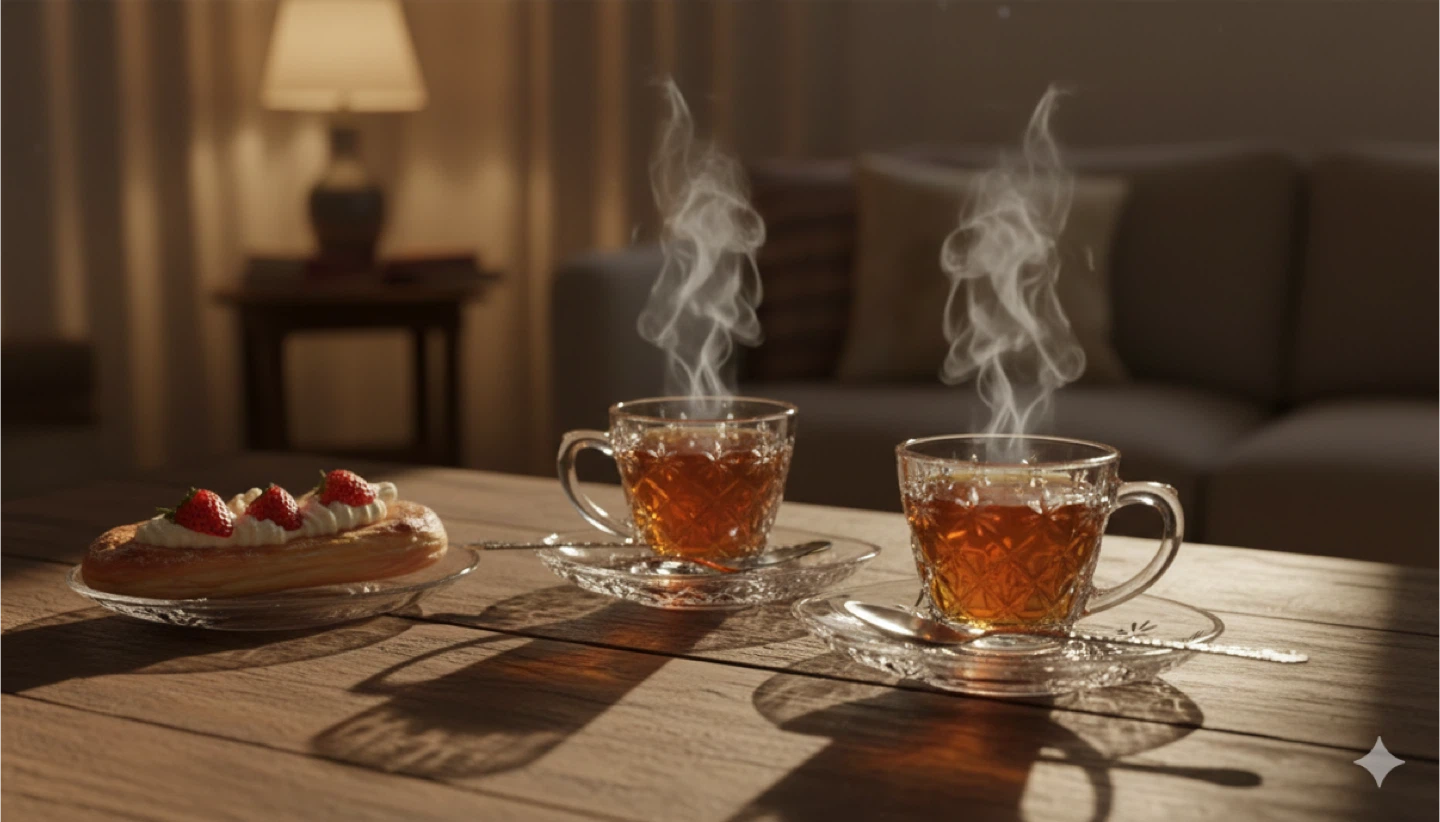 Glass Square Cup & Saucer Set - photo 2