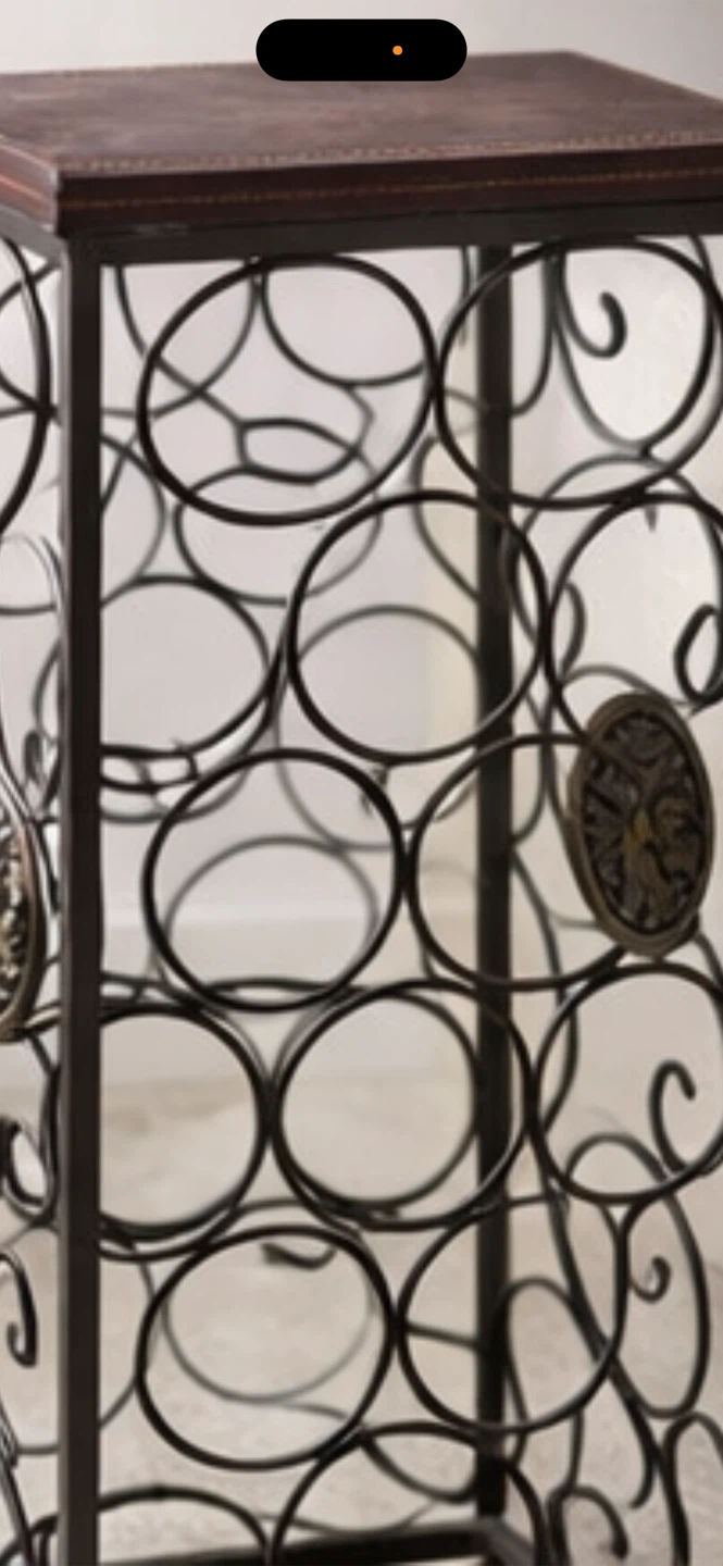 Metal Wine Rack with Faux Leather Top - photo 2