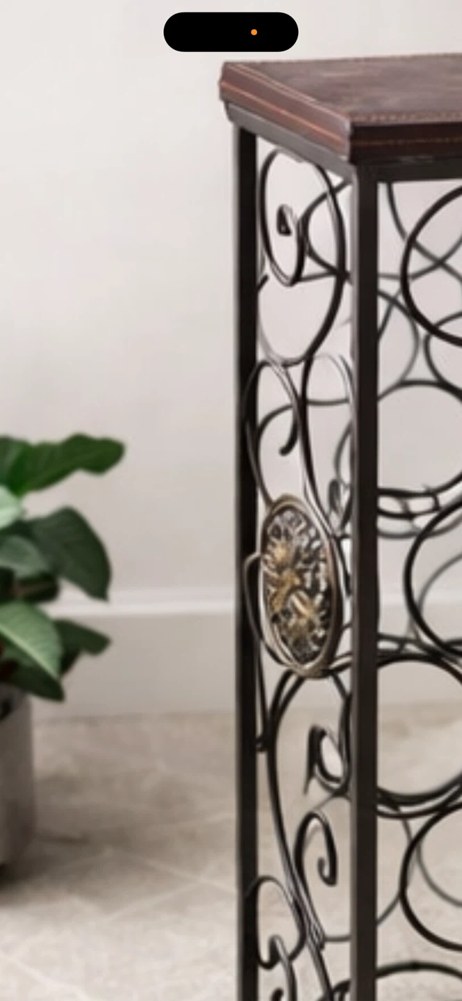 Metal Wine Rack with Faux Leather Top