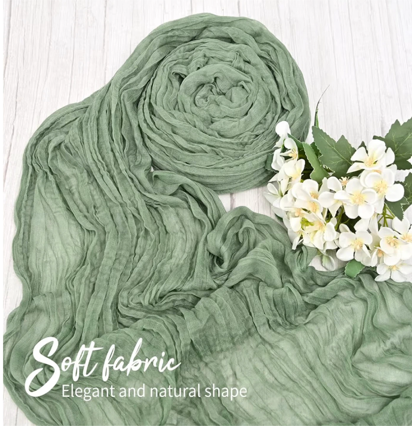Cheescloth Table Runner - Sage Green 10 foot - photo 3