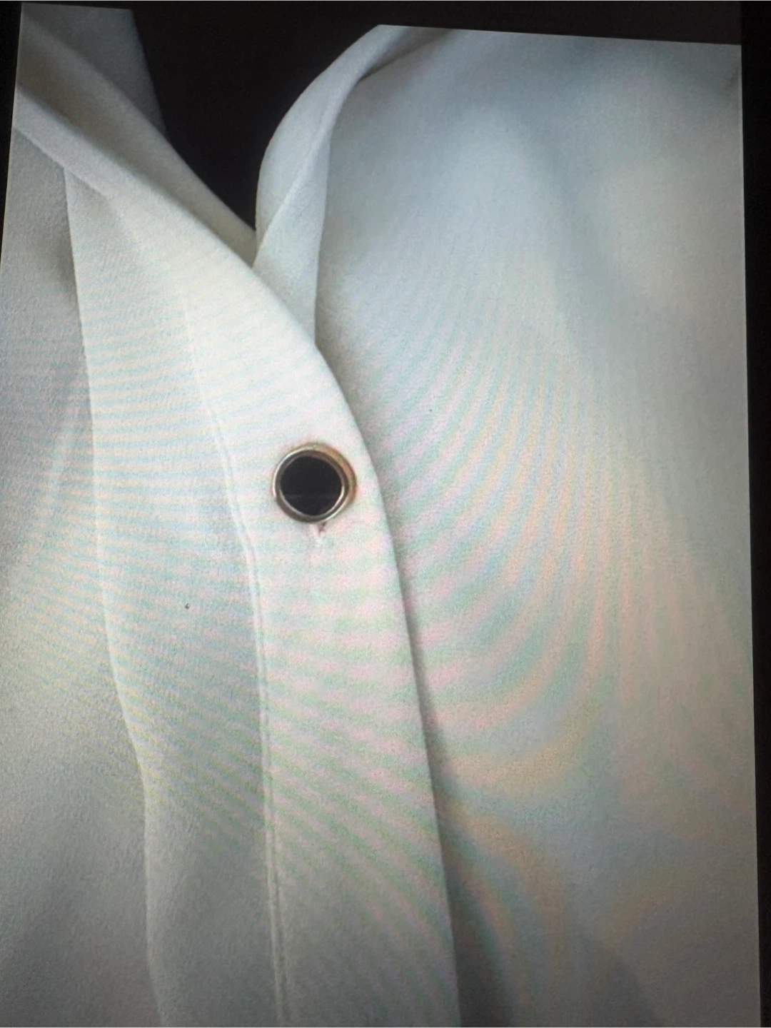 Chemise blanche ZARA à col noir et poignets - photo 2