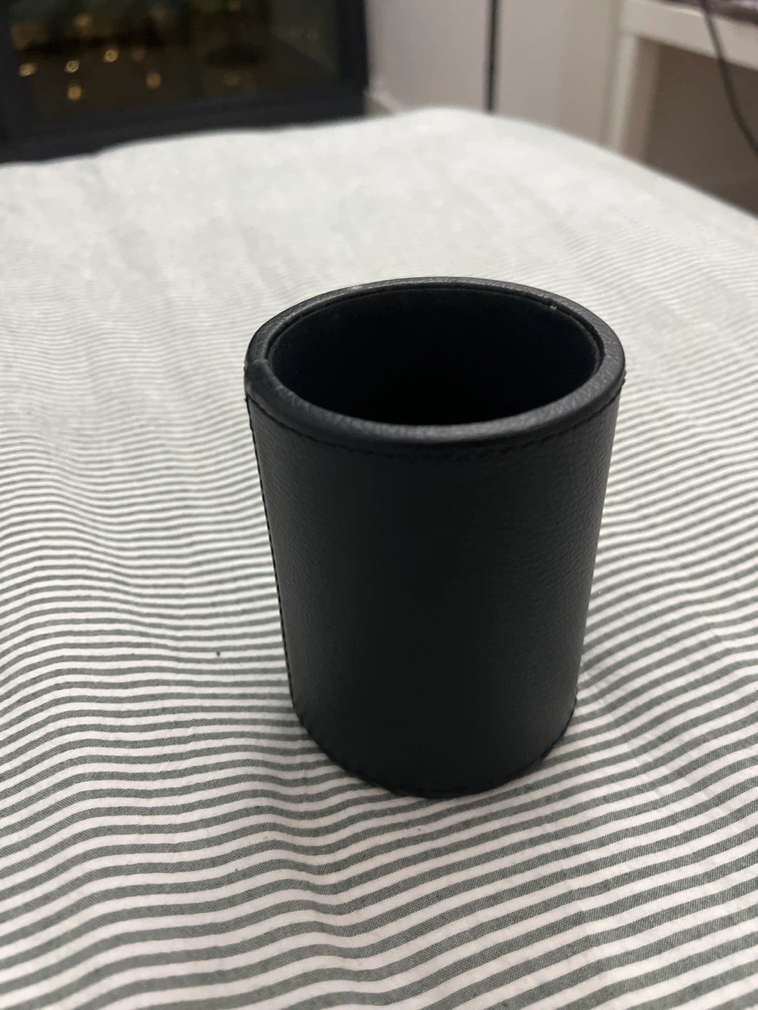 Black Leather Desk Pen Holder