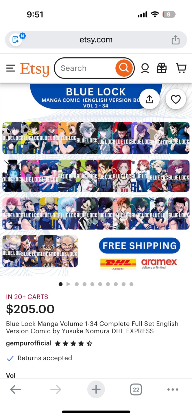 Blue Lock Manga Complete Full Set Volumes 1-34 English Version