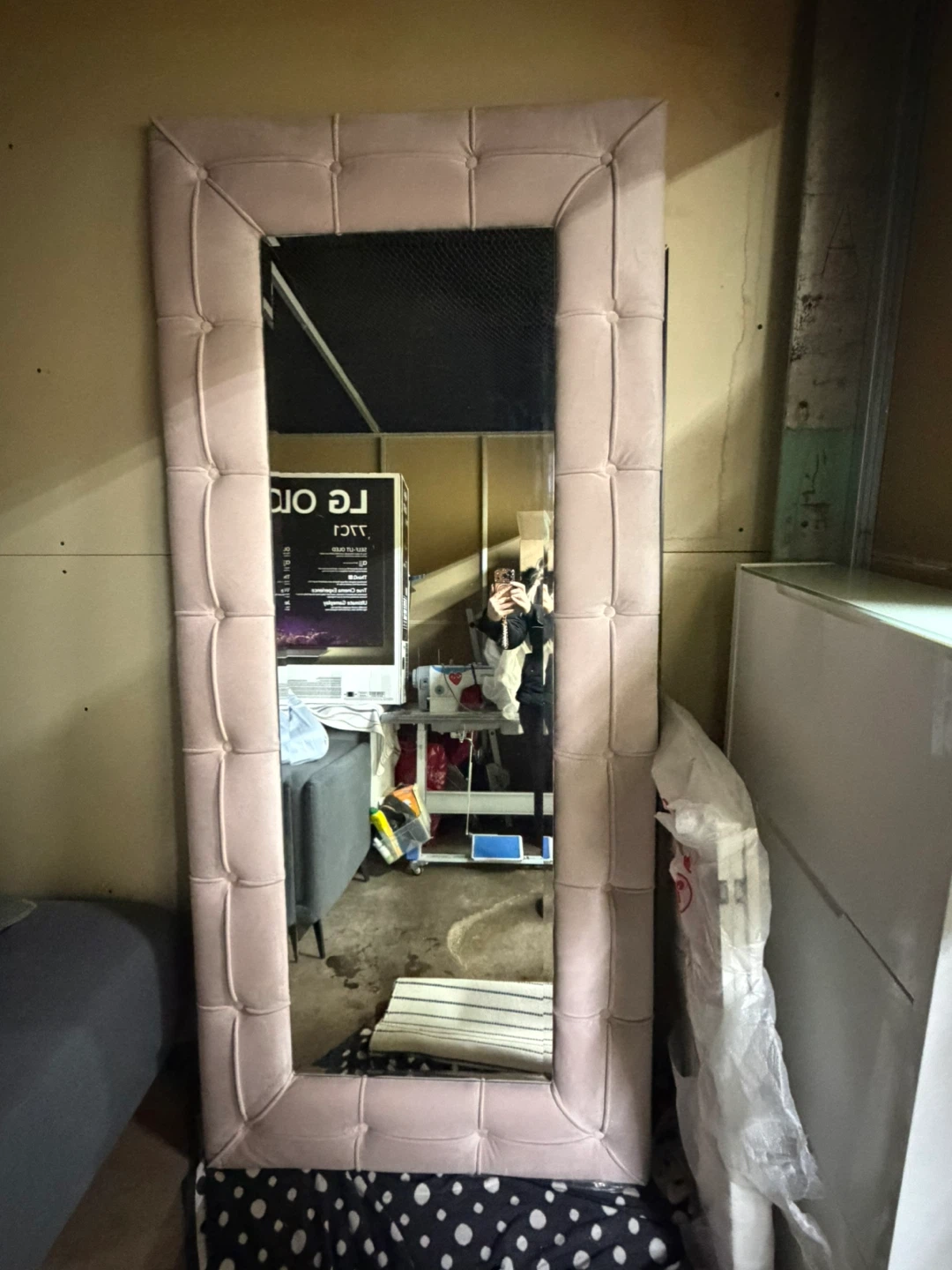 Tufted Upholstered Full Length Mirror - photo 2