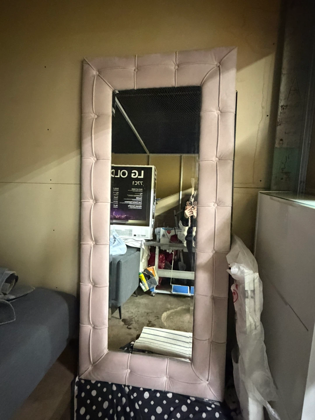 Tufted Upholstered Full Length Mirror