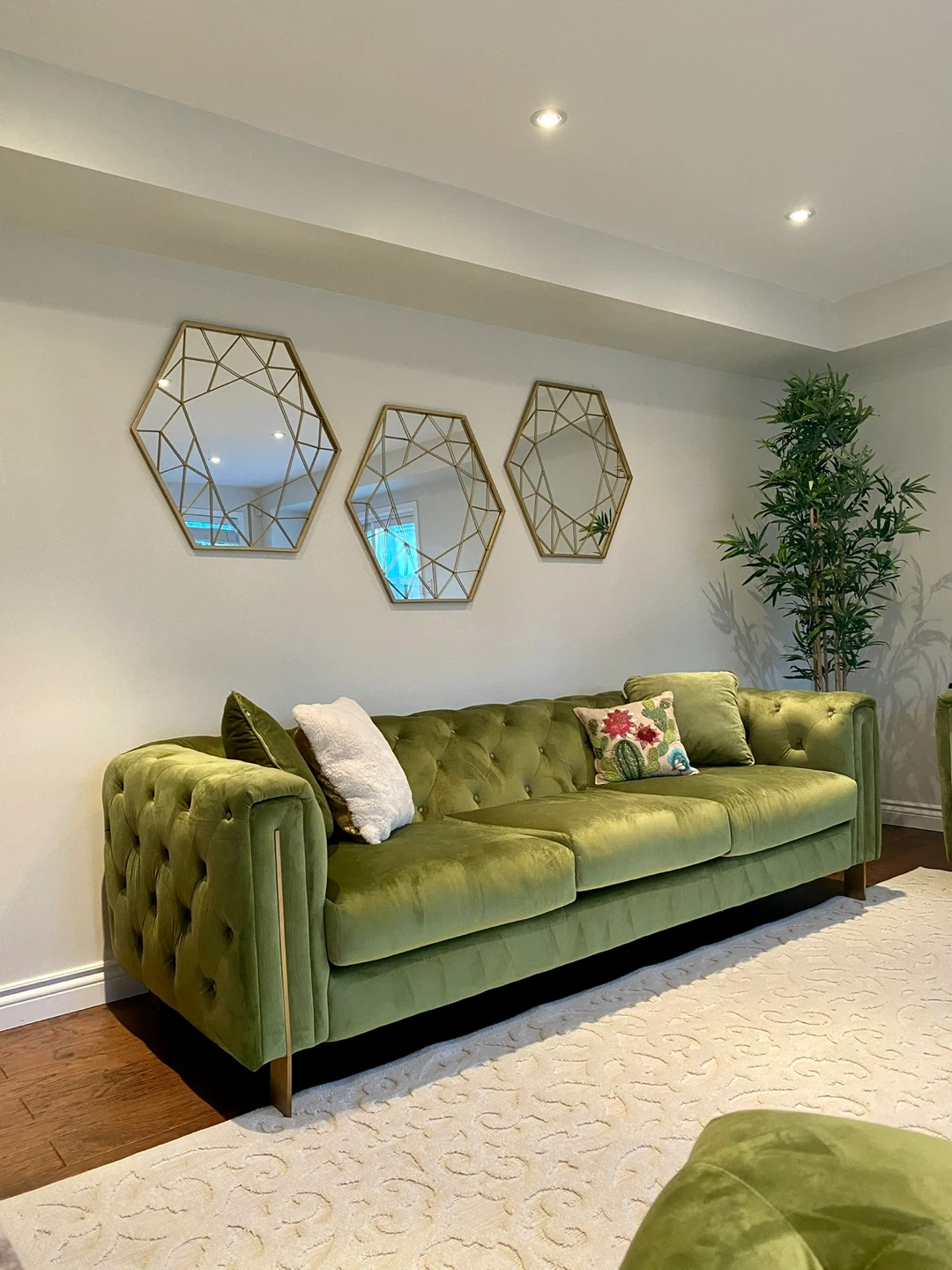 Green Velvet Tufted Sofa