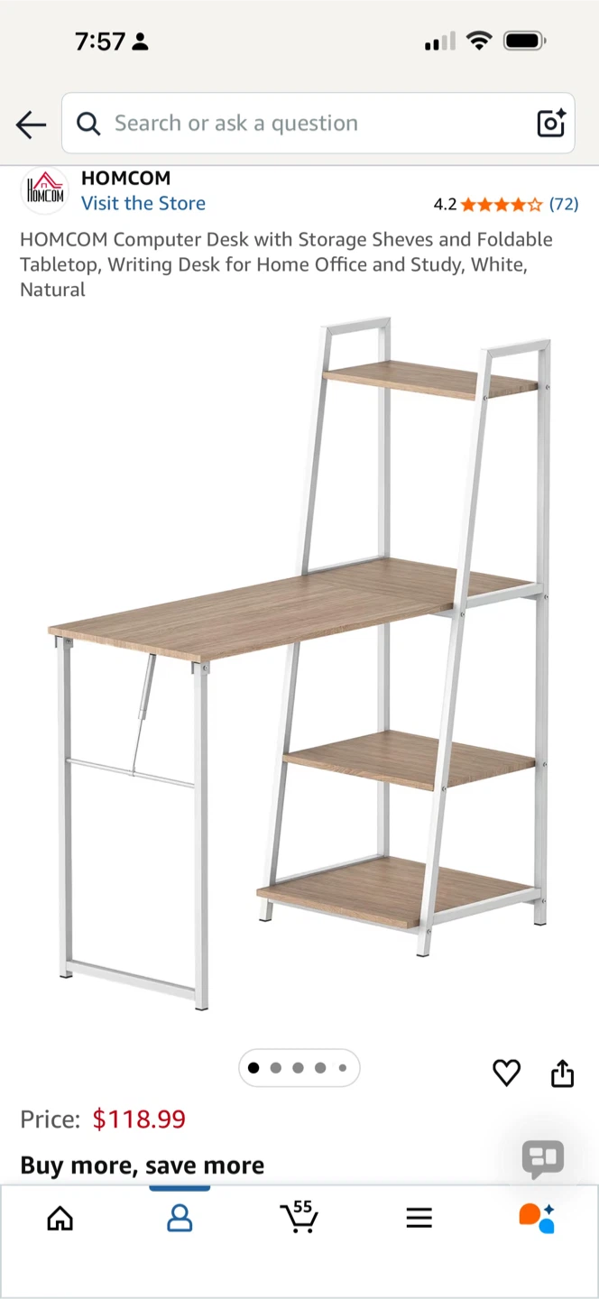 🧡HOMCOM Computer Desk with Storage Shelves